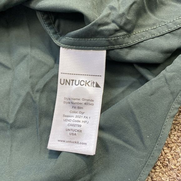 Untuckit Shirt Men's Green 2XL XXL Performance Gironde Button - Picture 7 of 9